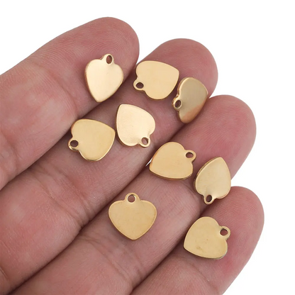 30pcs Stainless Steel Small Flat Heart Charms