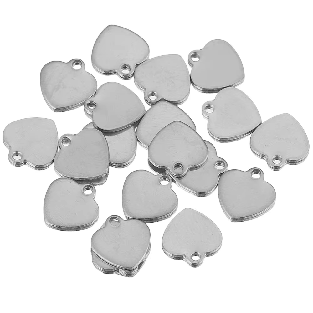 30pcs Stainless Steel Small Flat Heart Charms