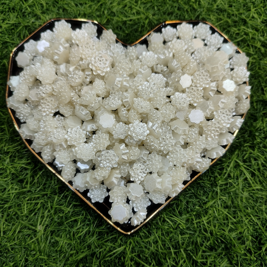 20pcs Acrylic FLOWER BEADS (OFF WHITE)