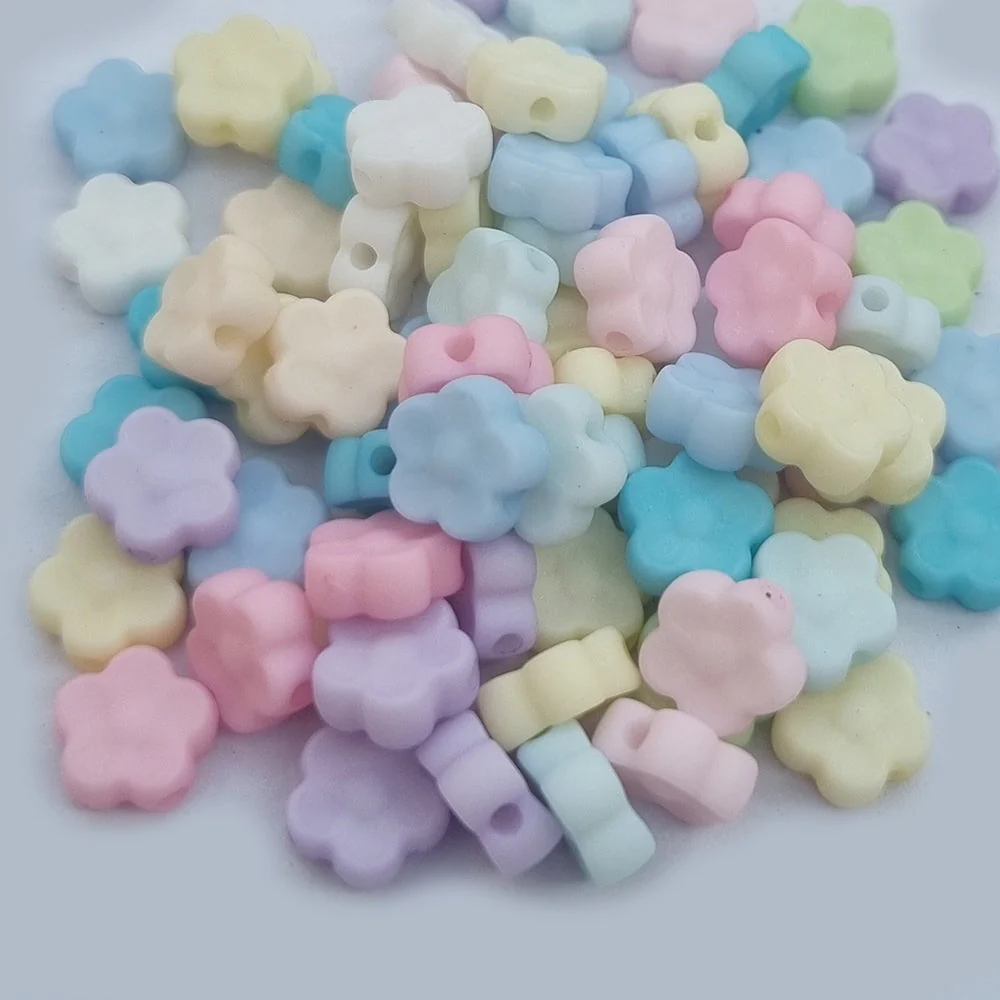 60pcs Tiny Pastel Multicolor Flower Beads