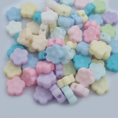 60pcs Tiny Pastel Multicolor Flower Beads