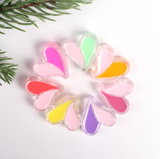 10pcs Colorful Acrylic Double color Heart Shaped beads (24mm)