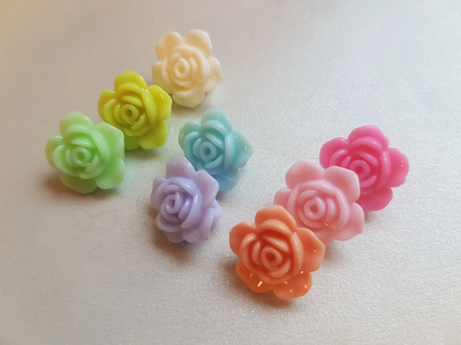 10pcs Pastel Rose (double hole) Acrylic Beads (14mm) DIY Craft Supplies