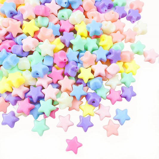 25 pcs Colorful Acrylic Star Beads Candy Color Mix Plastic Pastel Beads