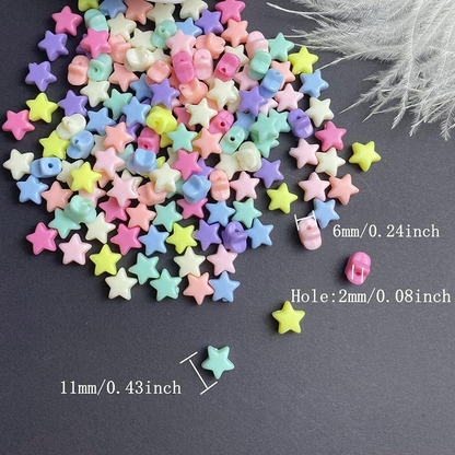 25 pcs Colorful Acrylic Star Beads Candy Color Mix Plastic Pastel Beads