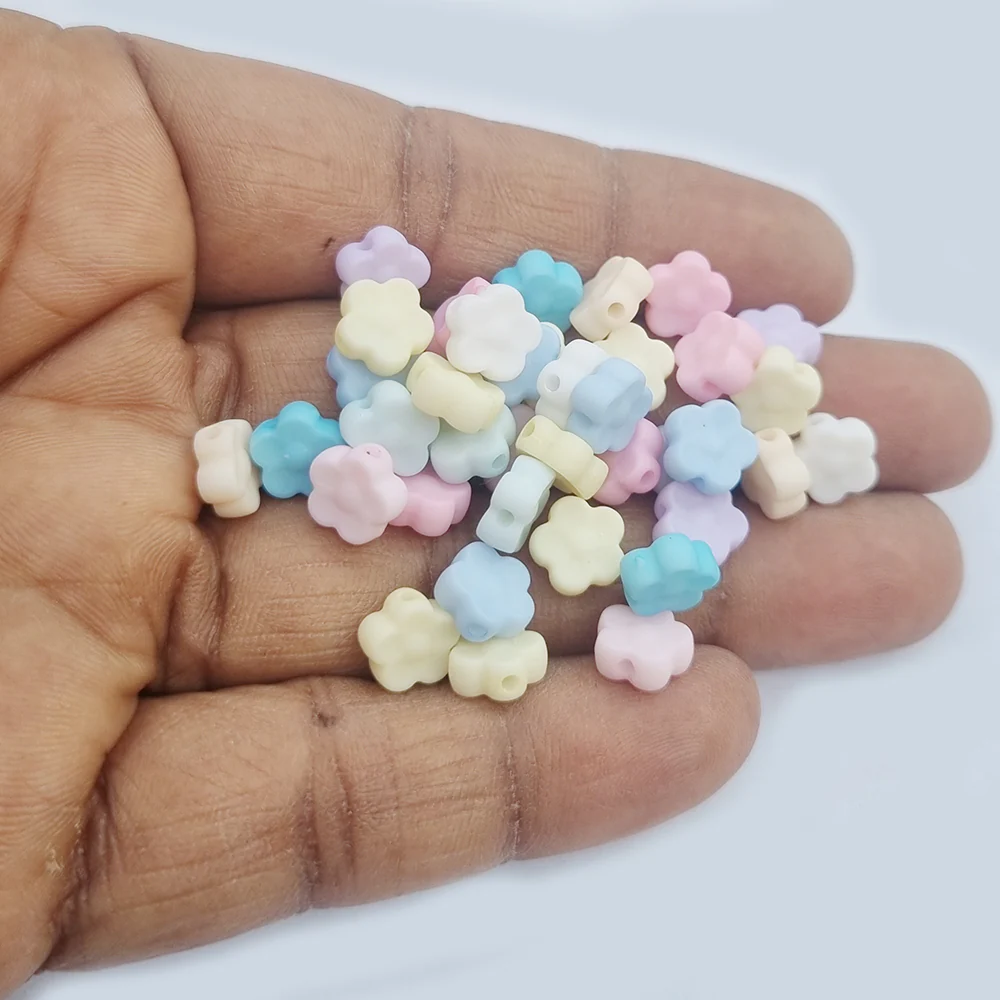 60pcs Tiny Pastel Multicolor Flower Beads