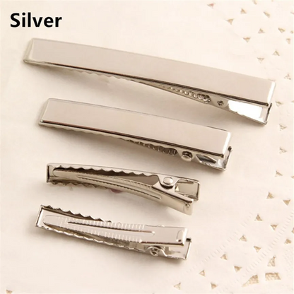 12pcs Alligator Hair Clips for Bows, Crafts - Silver Metal Barrette