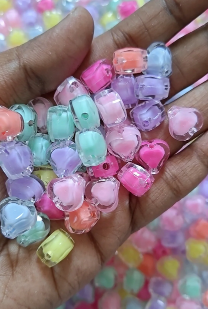 25pcs Small (V-shape) Heart Acrylic Beads