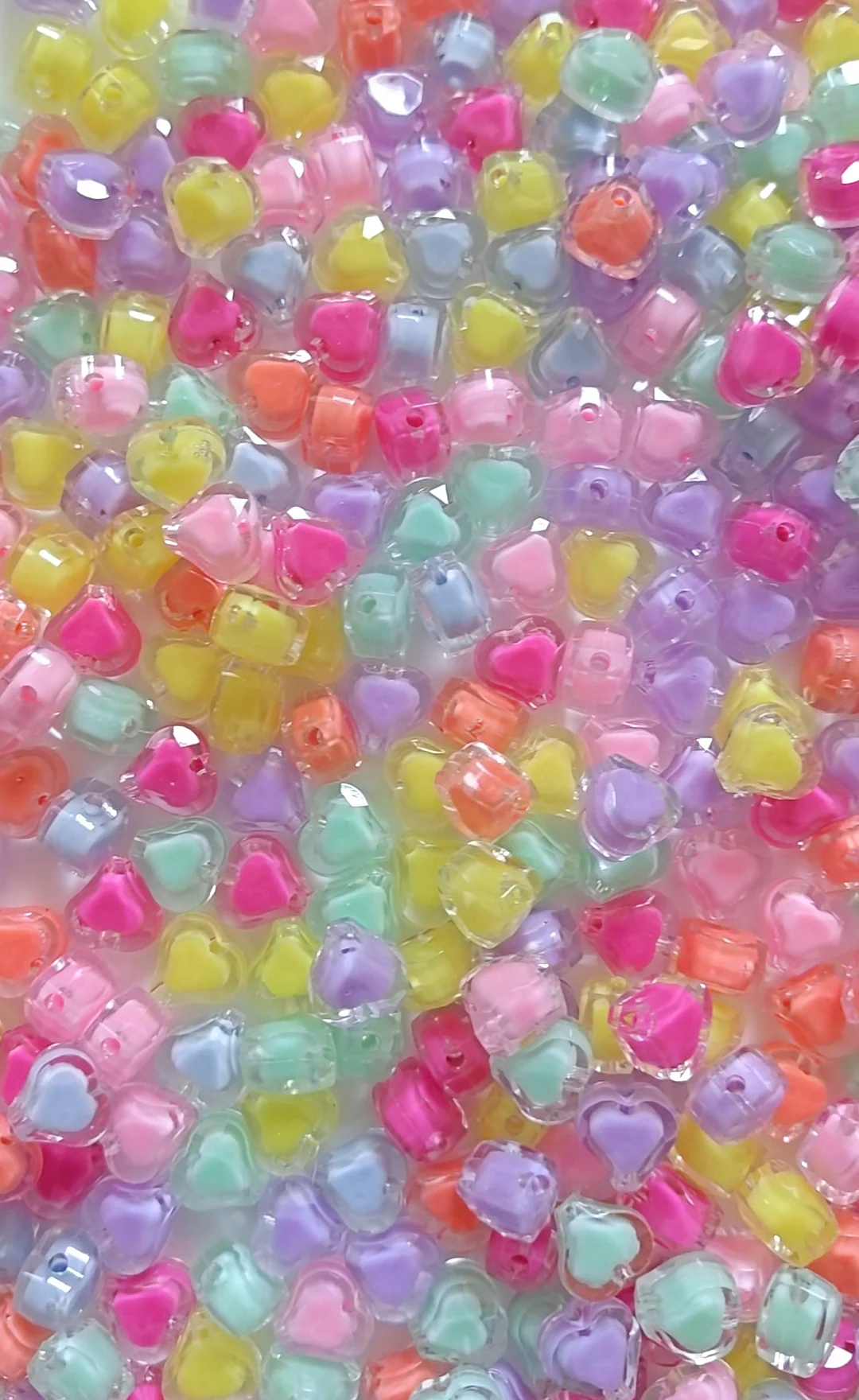 25pcs Small (V-shape) Heart Acrylic Beads