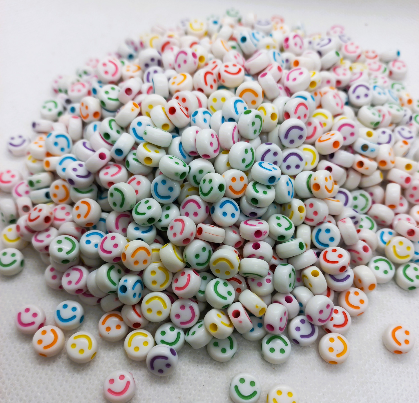 100pcs Smiley Sign Beads, loose Spacer White Acrylic Beads