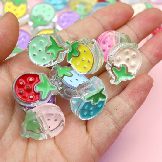 10pcs Colorful Strawberry Acrylic Beads For Jewelry Making Needlework