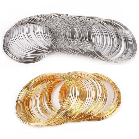 12 Loops Jewelry Beading Wire Memory Wire (Silver/Gold) Cuff Bangle Bracelet for DIY Jewelry Making Supplies