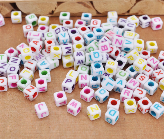 100pcs English letters tiny cube Alphabet Beads, 6mm Mixed Cube Beads