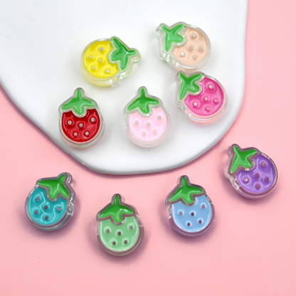 10pcs Colorful Strawberry Acrylic Beads For Jewelry Making Needlework