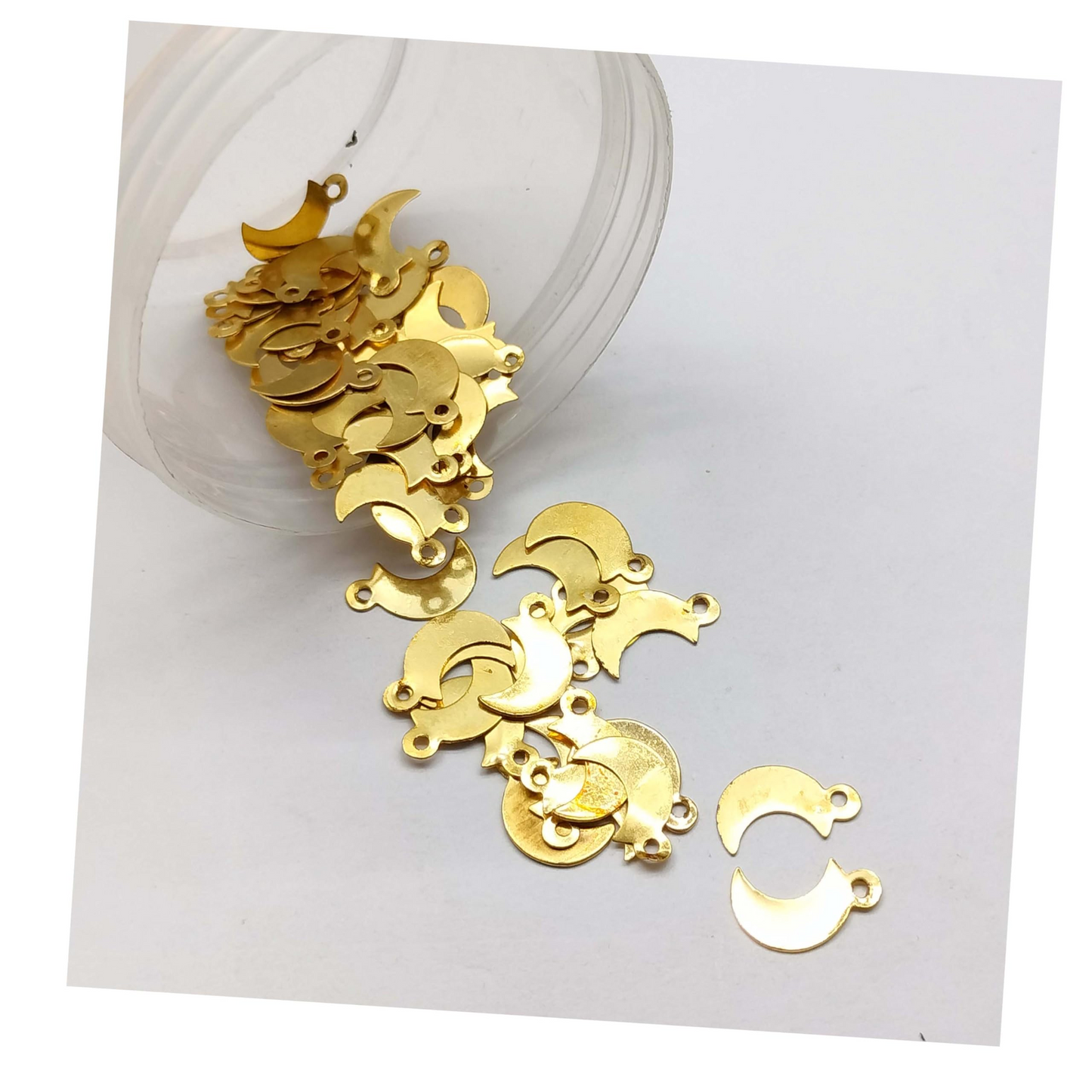 7x14mm Raw Brass Moon Charms , Moon Pendants , Necklace Findings