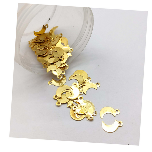 7x14mm Raw Brass Moon Charms , Moon Pendants , Necklace Findings