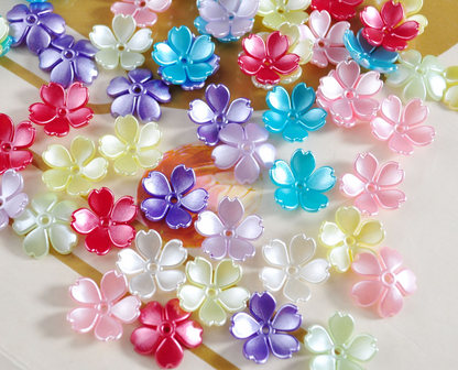 100pcs Matte Colorful Acrylic Flower Beads - Pastel, Floral, And Golden Designs for Women'S And Men'S Bracelets, Necklaces, Earrings, Phone Chains, Pendants, Hair Additions, And Crafts