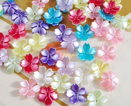 100pcs Matte Colorful Acrylic Flower Beads - Pastel, Floral, And Golden Designs for Women'S And Men'S Bracelets, Necklaces, Earrings, Phone Chains, Pendants, Hair Additions, And Crafts