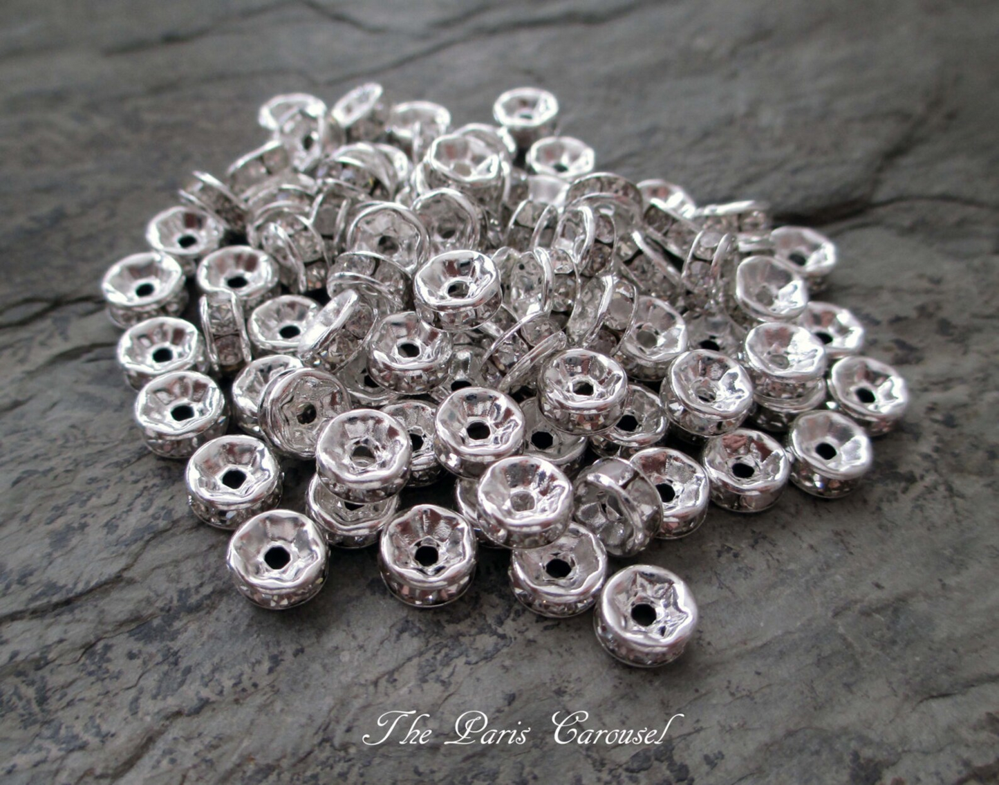 50pcs Gold Rondelle Spacer Charm Beads (7mm) Spacer Czech Rhinestone