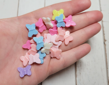 18 pcs Acrylic Butterfly Beads - Assorted Pastel Butterfly Beads