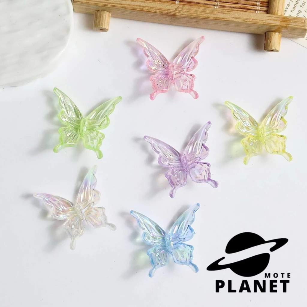 10pcs Colorful Acrylic Butterfly Beads Transparant/matte