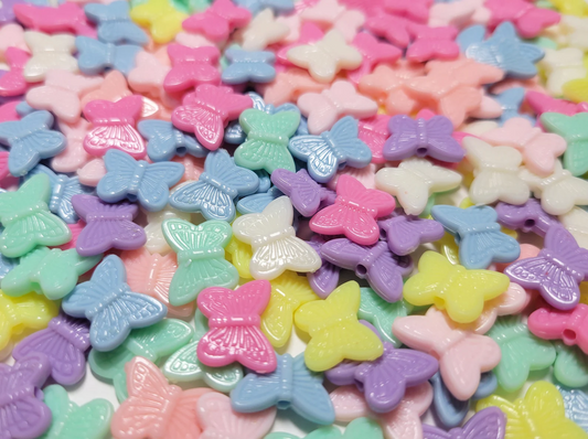 18 pcs Acrylic Butterfly Beads - Assorted Pastel Butterfly Beads
