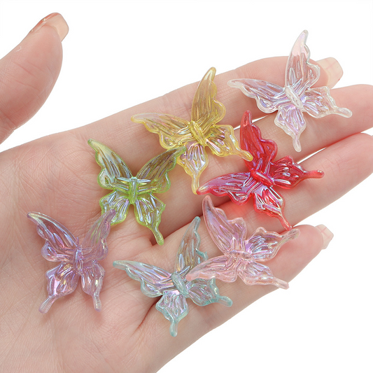10pcs Colorful Acrylic Butterfly Beads Transparant/matte