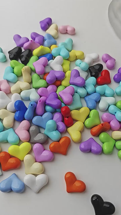 WIDE HEART LOVE beads, Multicolor Puffy Heart Beads