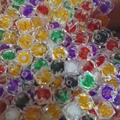 27pcs Colorful Acrylic Square Loose Beads 10mm Faceted Clear Cube Beads DIY Jewelry Findings