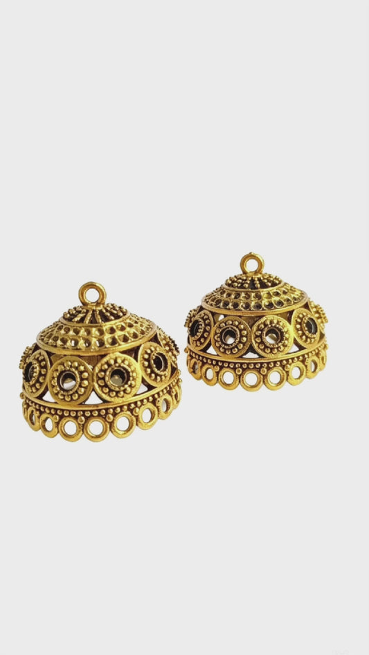 Indian Marathi Style Antique Jhumka Charms, Traditional Indian Ethnic Earrings Pendants for Jewelry Making, Bridal Wear & DIY Craft Jewelry