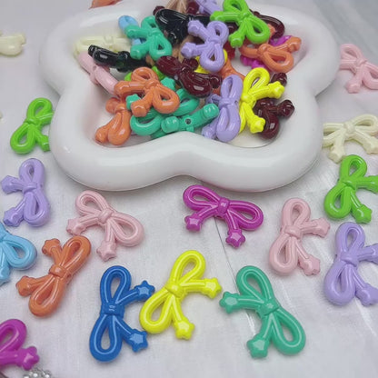 10pcs Multicolor Hollow Bow Shape Acrylic Beads