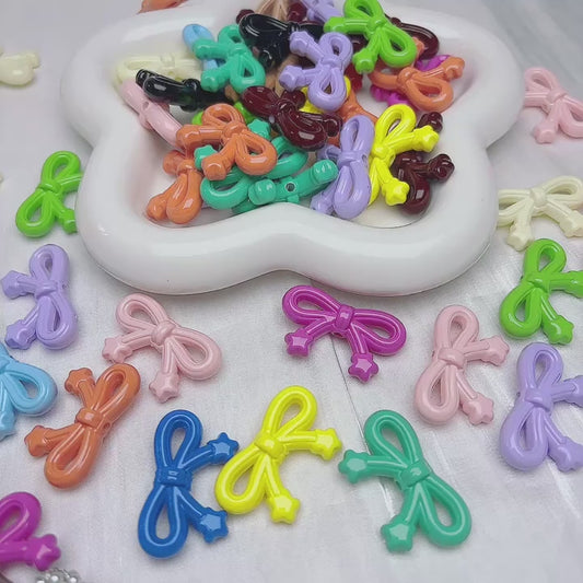 10pcs Multicolor Hollow Bow Shape Acrylic Beads