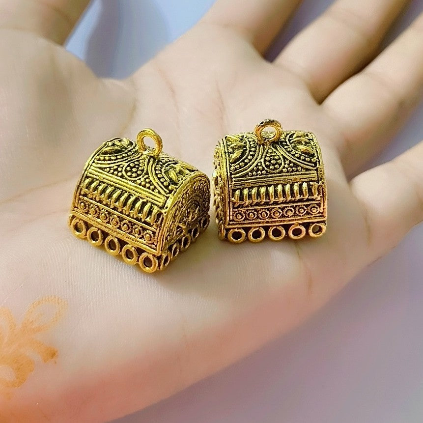 Baroque Chest Tassel Bail Bead Caps 19x19x18mm Antique Silver Plated Alloy
