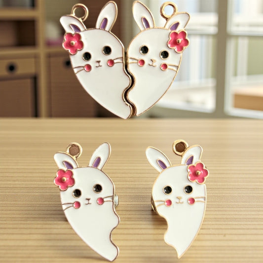 Matching Heart Bunny Charm 28x15mm