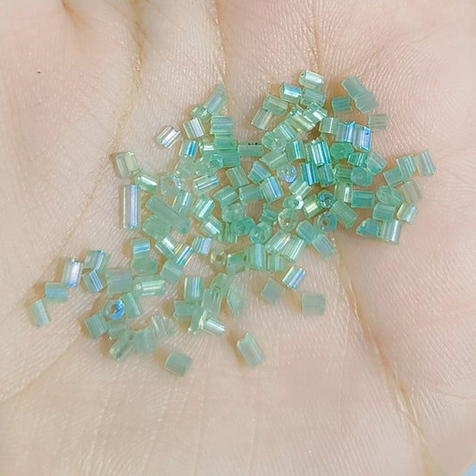 11/0 2-Cut Czech Seed Beads Light Aqua Blue Silver Lined