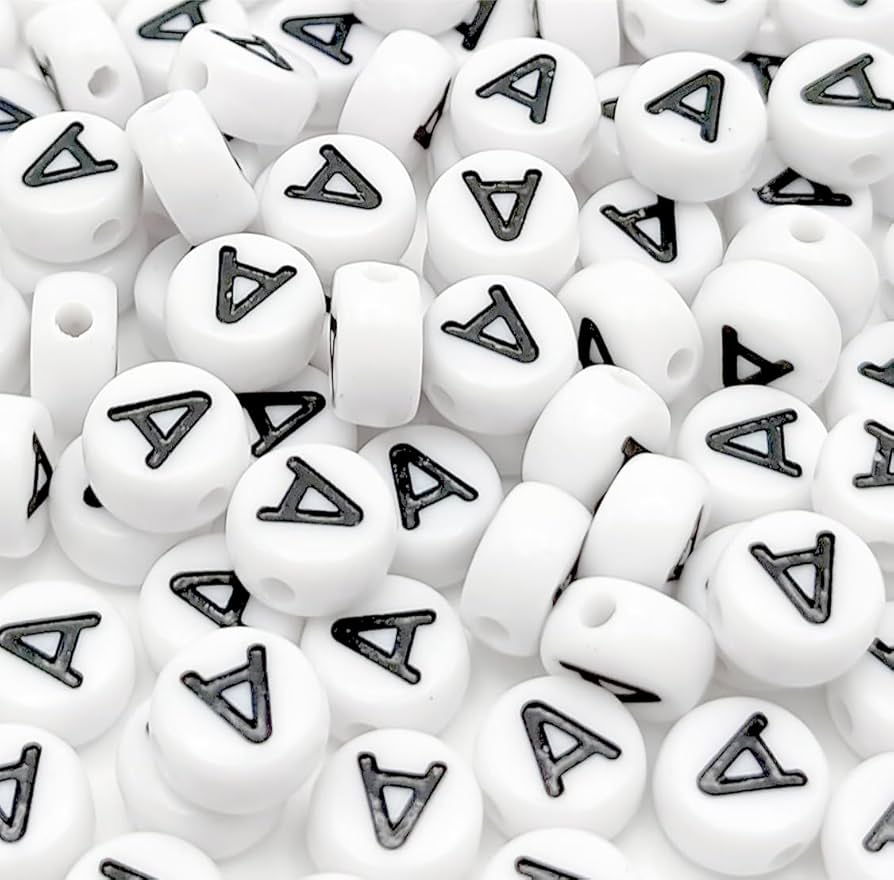 A to Z alphabet Letter Beads White Round Acrylic Alphabet Beads Vowel Letter A Beads for Jewelry Making Bracelets Necklaces Key Chains DIY 4X7mm (0Flat Round-Vowel