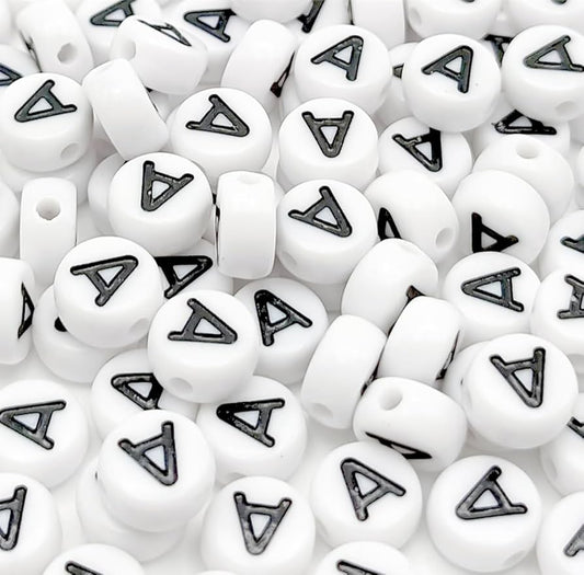 A to Z alphabet Letter Beads White Round Acrylic Alphabet Beads Vowel Letter A Beads for Jewelry Making Bracelets Necklaces Key Chains DIY 4X7mm (0Flat Round-Vowel