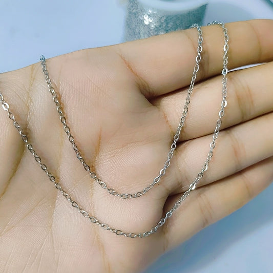 0.5x1mm flat link 3mm wide stainless steel hypoallergenic cable chain anti tarnish Stainless silver Chain