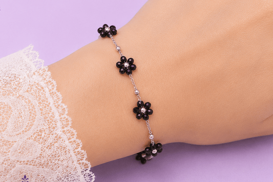 18K Gold Stainless Steel Satellite Chain Chokers  Summer Fresh Colorful Crystal Beaded Flower Necklace for Girls