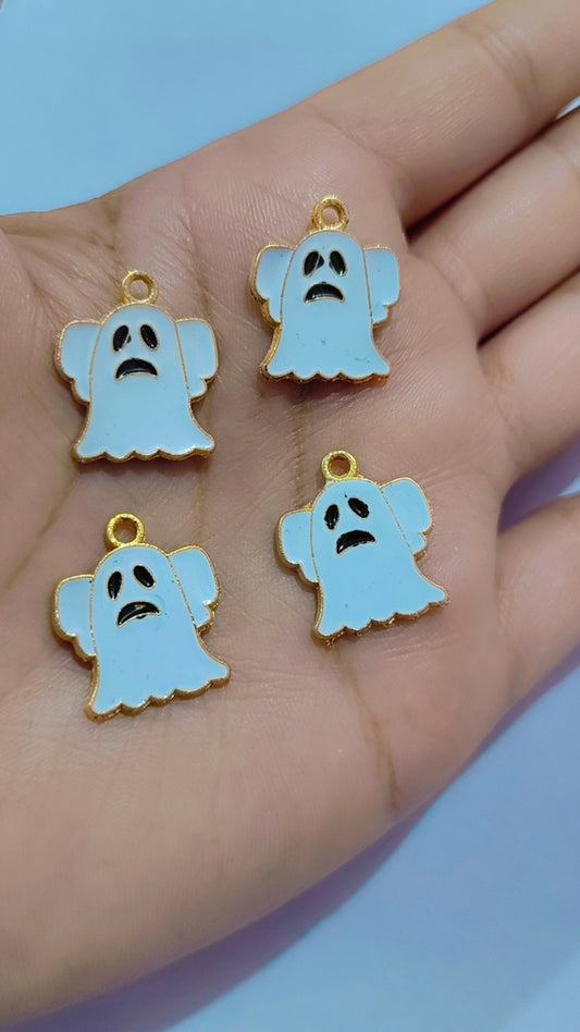 Adorable Ghost Charms, Set of 4, Creepy Cute Pastel Enamel Charms for Halloween