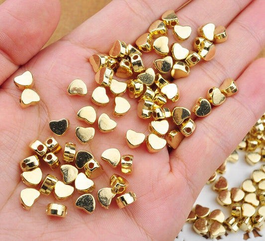 80pcs 6MM heart Gold Plated