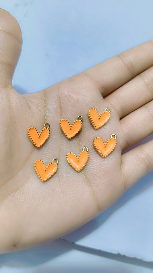 15×13mm Enamel Heart Charms Pendant Alloy Metal DIY Jewelry Making Accessories for Earrings Bracelet Necklace Findings