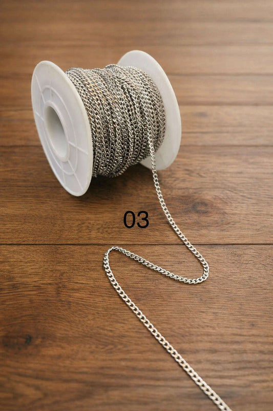 Stainless Steel Curb Chains Roll 4mm Chains Bulk for Jewelry Making
Stainless Steel Flat Twisted Link Chains Spool for DIY Craft Necklace Bracelet