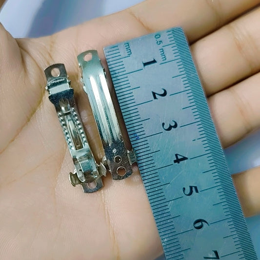 40mm French Barrette Style Spring Hair Clips Automatic Clip Blank Width Setting Rhodium Bow Hairpin Supplies For Jewelry Making (40mm)