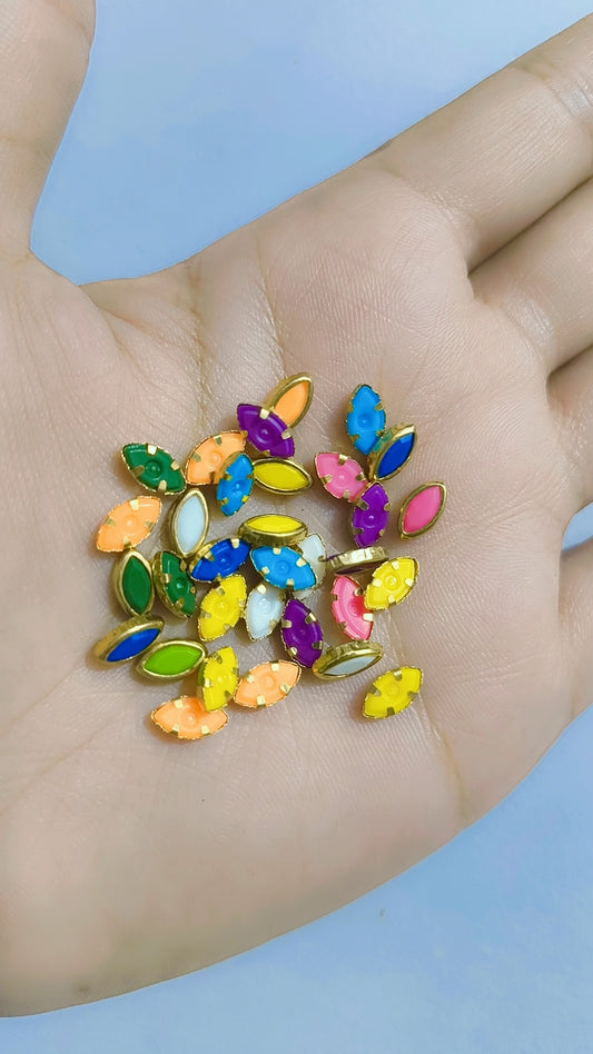 Multi leave shape colourful Kundan beads for jewelry making art & craft diy