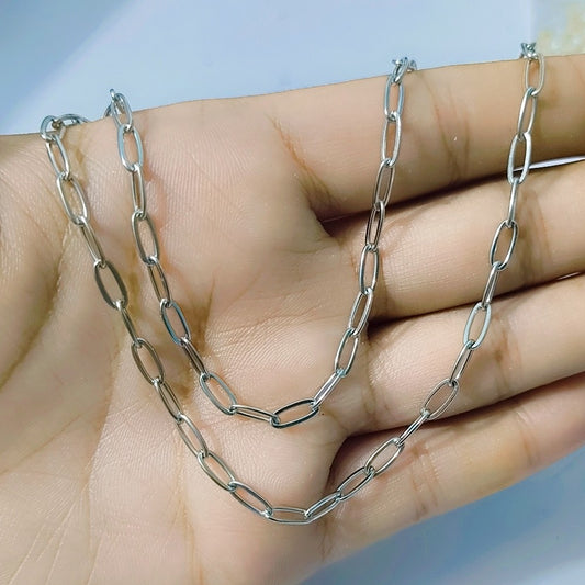 4mm Stainless Steel Paperclip Chains, Soldered Cable Long Craft Chain for Necklace Bracelet Earring Jewelry Making