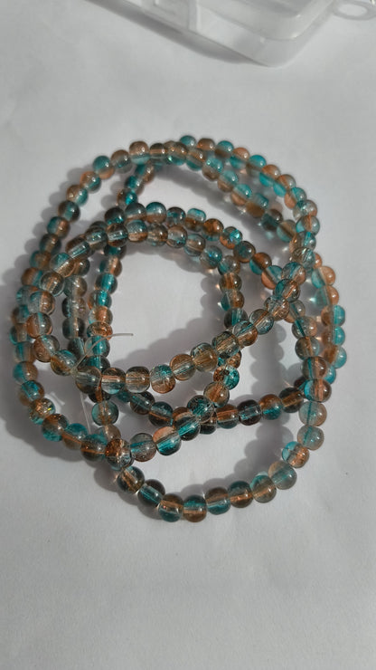 6mm Green Crackle Cracked Round Glass Crystal Charm 145 Beads in each string Craft ,DIY