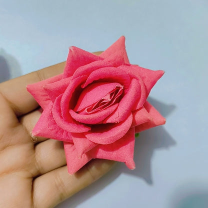 Velvet flower carrot red Priselma Beautiful Red Rose Hair Clip For Women and Girls Hair Clip