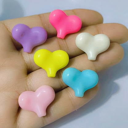 WIDE HEART LOVE beads, Multicolor Puffy Heart Beads