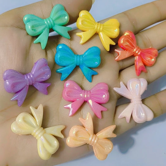 10pcs Colorful Beautiful Acrylic Bow Beads for Jewelry Making or DIY Crafts